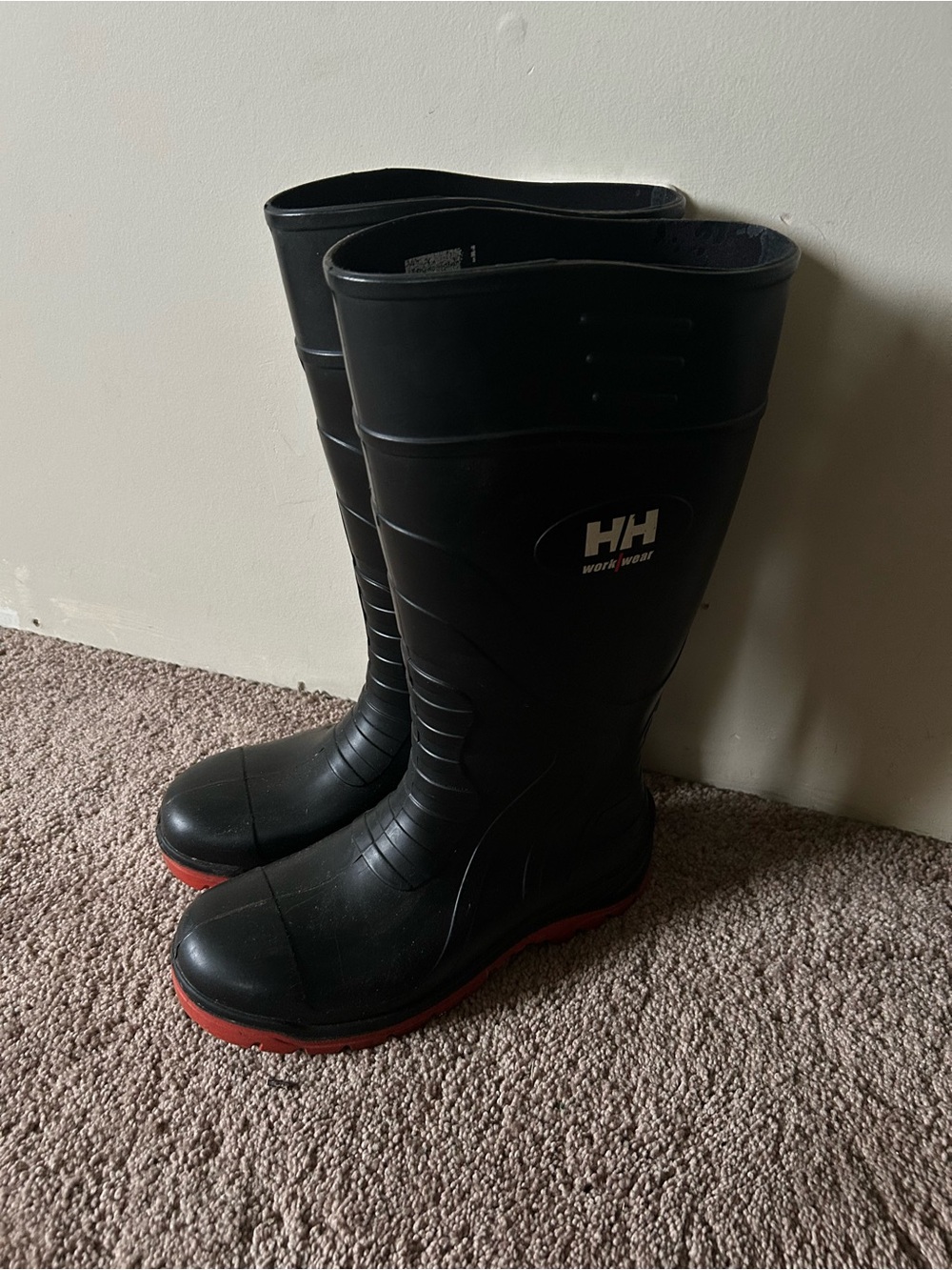 Helly Hansen Black Rain Boots with Red Soles